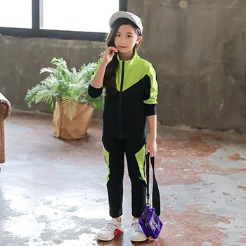 Teen Girls Trending Zipper Sweatshirt with Pants 2Pcs Tracksuit childrensterritory