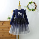 Kids Girls Long Sleeve Sequin Shiny Birthday Party Dresses