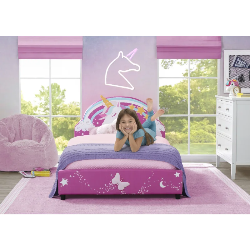Unicorn Design Kids Upholstered Twin Bed childrensterritory