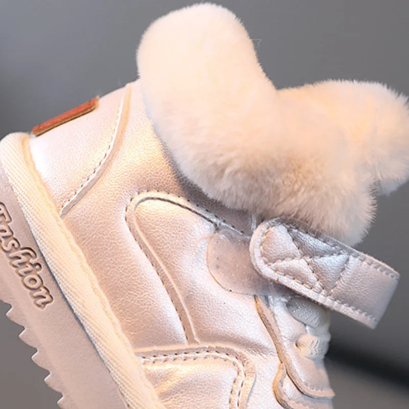 Kids Girls Waterproof Warm Shoes with Cashmere Design childrensterritory