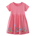 Little Girls Cartoon Flowers Rabbits Embroidered Dresses childrensterritory