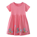 Little Girls Cartoon Flowers Rabbits Embroidered Dresses childrensterritory