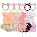 Baby Girl Floral Bodysuit and Shorts with Headband Sets childrensterritory