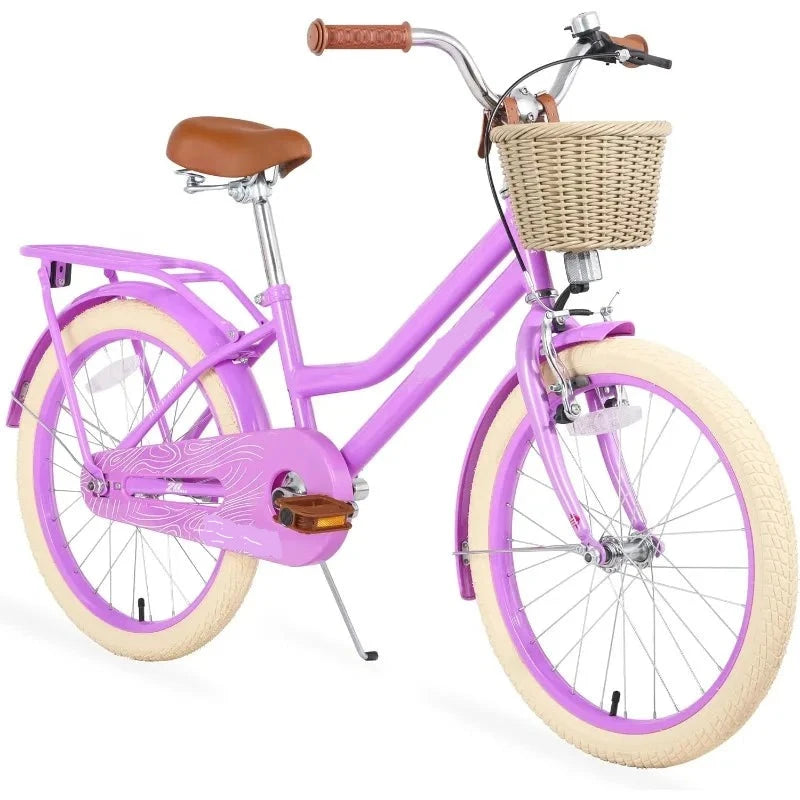 Kid Girls Bicycle with Basket, Front V Brake and Rear Coaster Brake childrensterritory