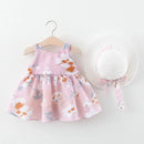 Baby Girl Big Bow Floral Princess Dress with Hat childrensterritory