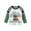 Rugby Letter Print Kids Boys Bottoming Cotton T-shirts childrensterritory