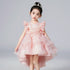 Lace Flower Embroidery Fluffy Mesh Trailing Girls Party Dresses childrensterritory