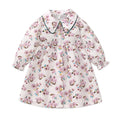 Cartoon Rabbits Embroidery Little Girls Autumn Dresses