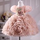 Little Girls Puffy Designer Short Sleeve Birthday Party Dresses