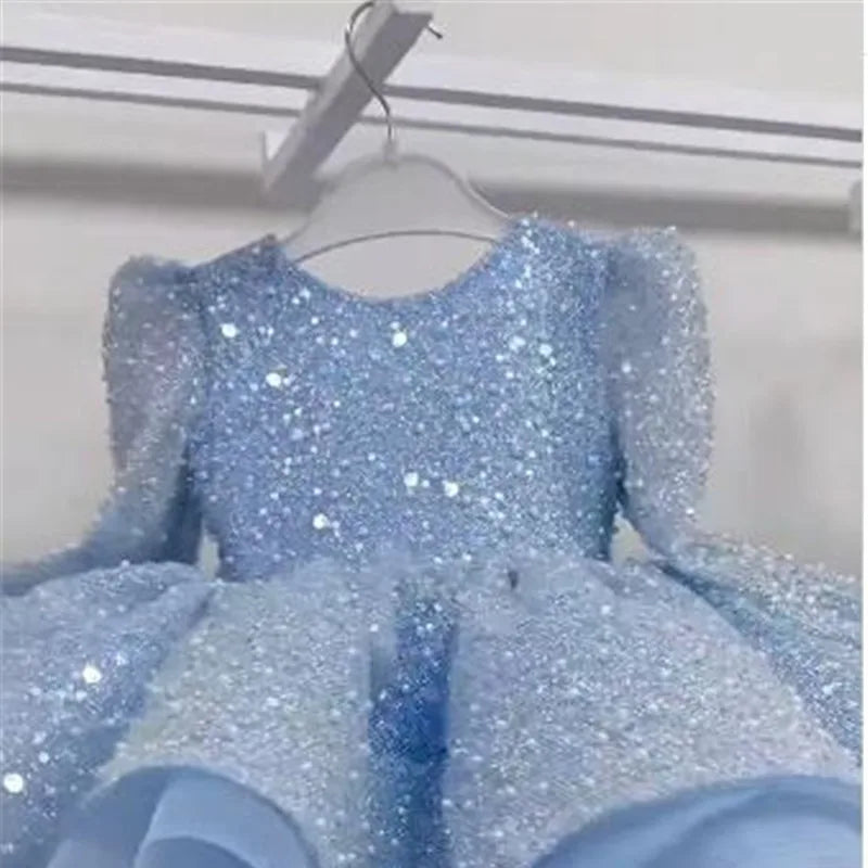 Kids Girls Gorgeous Sequin Fluffy Birthday/Performance Dress childrensterritory