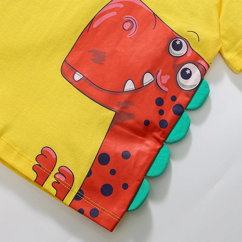 Kids Boys Stereoscopic Dinosaur Print Summer T-shirts childrensterritory