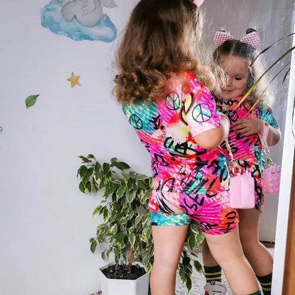 Rainbow Color Little Girls 2pcs Summer Clothing Sets childrensterritory