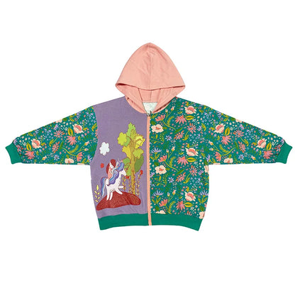 Floral Print Hooded Long Sleeve Jacket For Girls childrensterritory