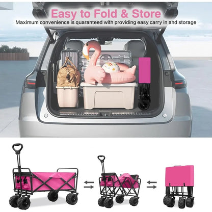 Collapsible Beach Wagon Cart for Sand Camping with Large Wheels childrensterritory