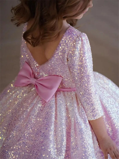 Shiny Sequin Wedding/Birthday Party Dress for Little Girls childrensterritory