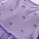 Little Girls Long Sleeves Floral and Rainbow Design Fall Dresses childrensterritory