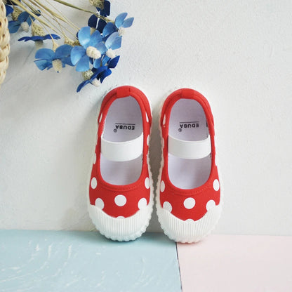 Cute Polka Dot Soft Soled Kids Canvas Indoor Sneakers childrensterritory