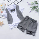 Boys' Casual  Bow Tie Design Summer Clothing Set