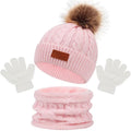 Toddler 3Pcs Cute Pompom Knitted Hats Scarf Gloves Set childrensterritory