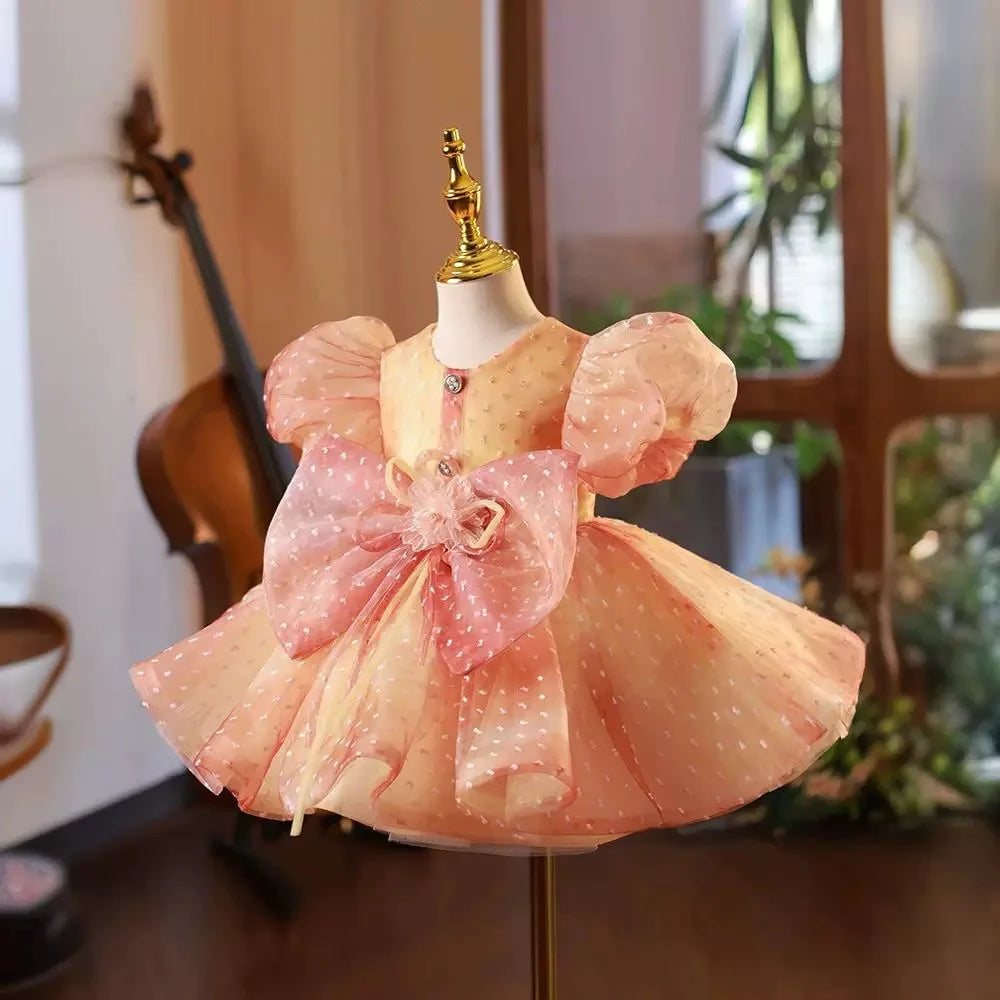Elegant Bow Design Little Girls Princess Party Dress
