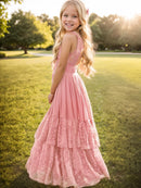 Girls Long Lace Design Plus Size Summer Princess Dresses childrensterritory