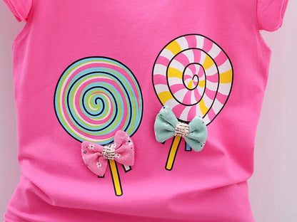 Baby Girls Lollipop Printed Top and Short Pants Summer Clothes Sets childrensterritory