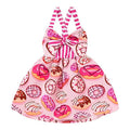 Ice-cream Printed Kids/Baby Girls Backless Strap Dress