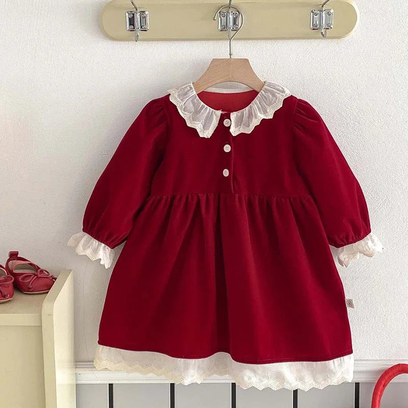 Baby Kids Long Sleeves Lace Design Christmas Party Costumes