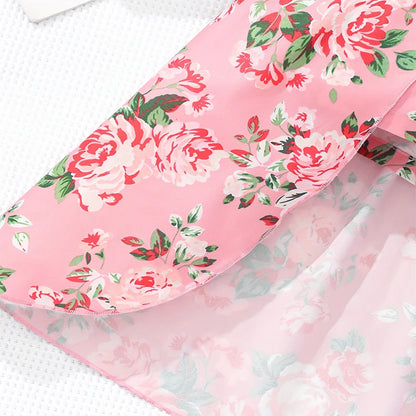 Little Girl Cute Floral Print Top with Skirt Pants Party Set childrensterritory