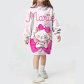 Kids Girls Cute Cat Print Casual Hoodie Dresses childrensterritory