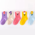 Cute Flower Cartoon Pattern 5 Pairs of Socks For Girls childrensterritory