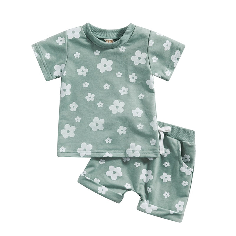 Floral Printed 2pcs Summer Clothing Set for Baby Girl childrensterritory