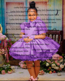 Pink Fluffy Bow Design Birthday Party Dresses For Girls childrensterritory