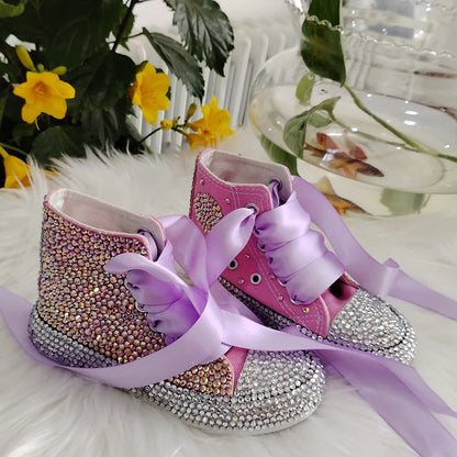 Kids Girls Handmade Rhinestones Bling Canvas Shoes childrensterritory