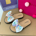 Open-toe Bow Decor Casual Kids Girls Slippers for Indoor/Outdoor