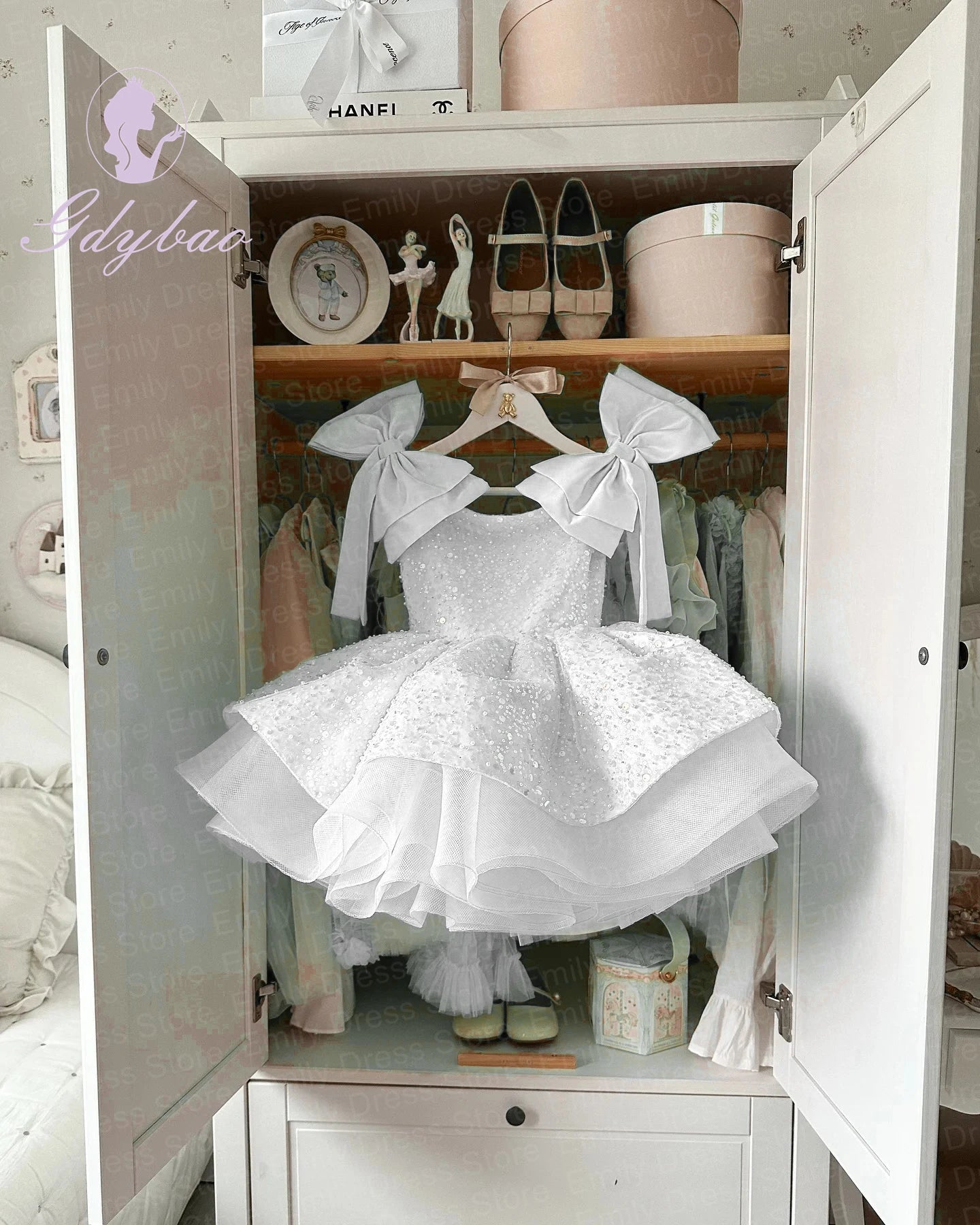 Sleeveless Bow Design Fluffy Girls' Birthday Party Dresses