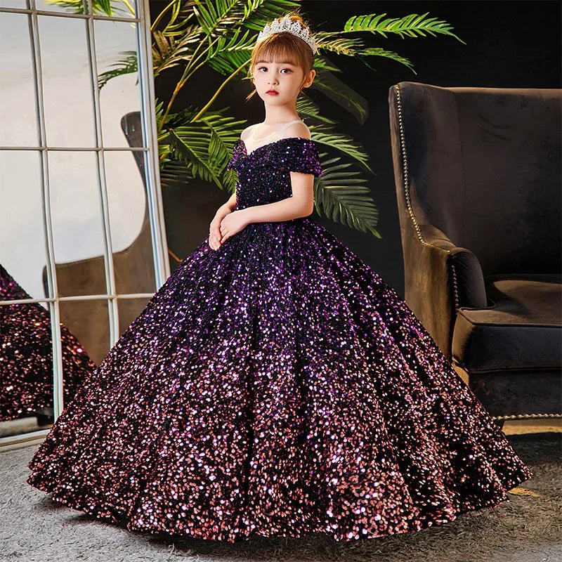 Little Girl Deep Purple Sequin Luxury Gowns/Party Dresses Children's Territory a Unit of VIC&SI LLC Little Girl Deep Purple Sequin Luxury Gowns/Party Dresses Children's Territory a Unit of VIC&SI LLC