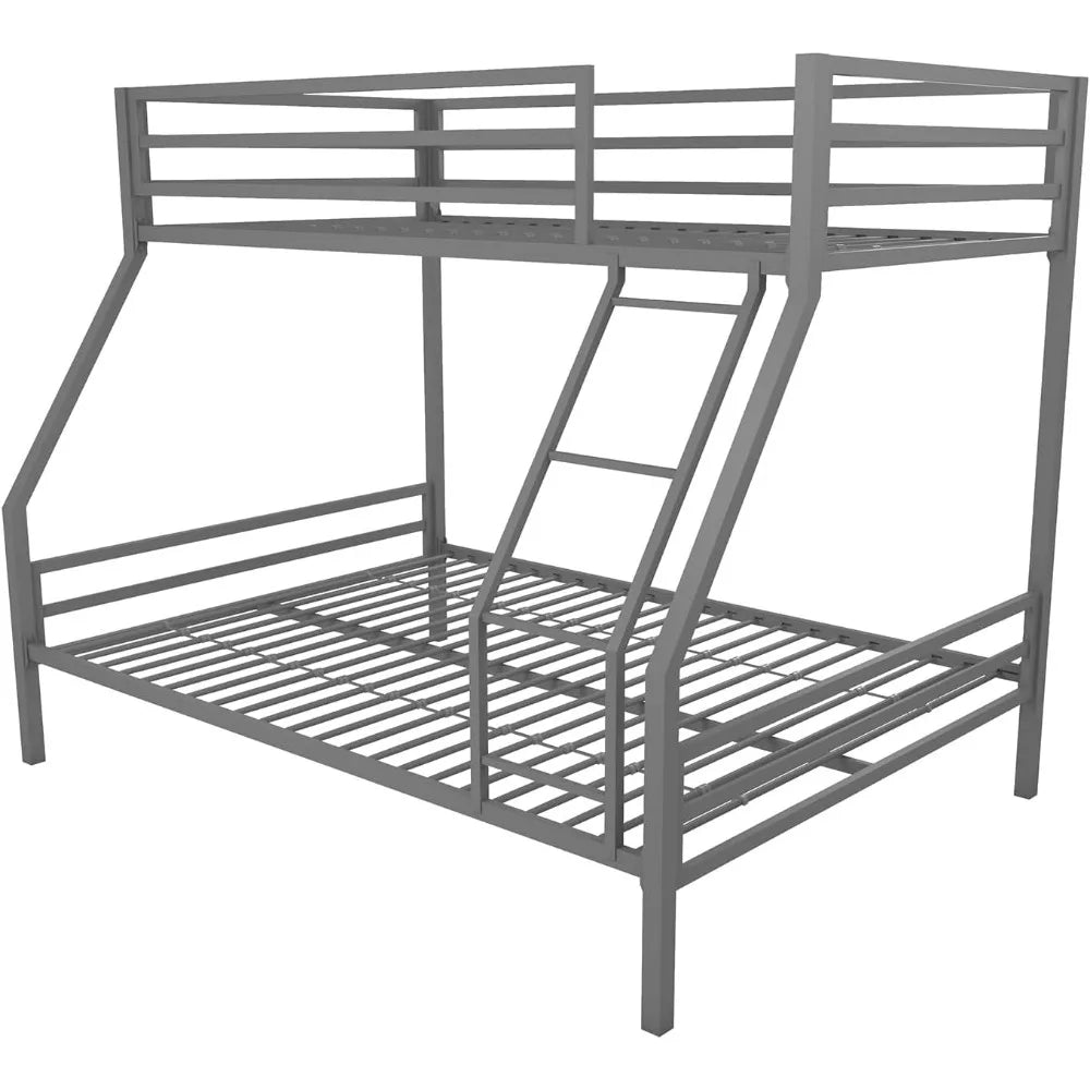 Sturdy Metal Frame Bunk Bed with Slats and Side Rails childrensterritory