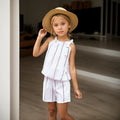 Girls Striped Pattern Vest and Shorts Set For Summer childrensterritory