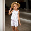 Girls Striped Pattern Vest and Shorts Set For Summer childrensterritory