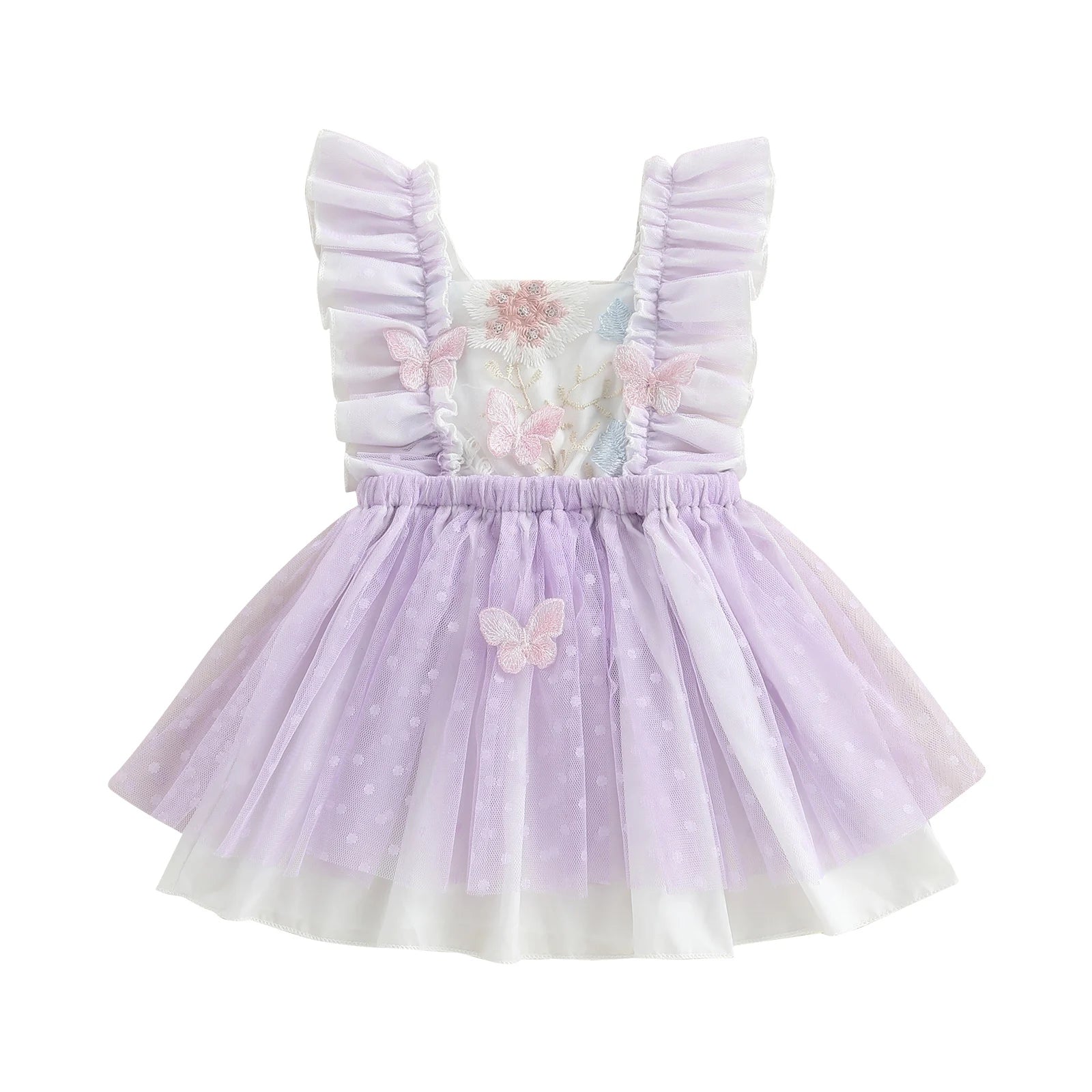 Baby Girl Ruffled Tulle Butterfly Embroidery Princess Dress