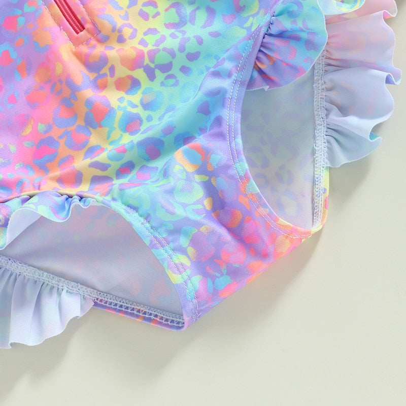 Fish Scale Print Kids Girl Ruffle Swimsuit/Beachwear childrensterritory