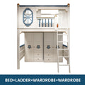 Kids Modren Bunk Bed with Bookcase and Wardrobe childrensterritory