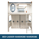 Kids Modren Bunk Bed with Bookcase and Wardrobe childrensterritory