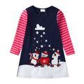 Girls Casual Printed Penguin Snowflakes Christmas Dress childrensterritory