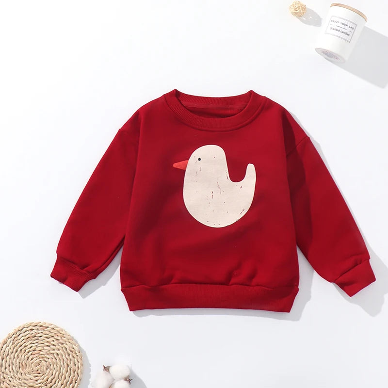 Kids Cartoon Print Long-Sleeved Winter Sweater