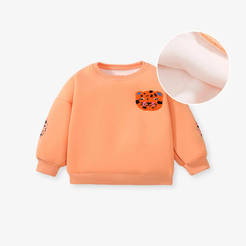 Warm Cartoon &amp; Flowers Embroidery Kids Girls Sweatshirts childrensterritory