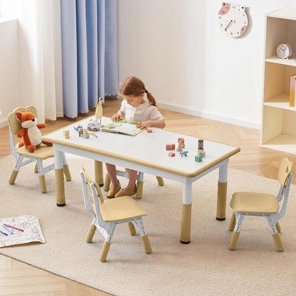Durable Kids Study Table and Chairs Set with Adjustable Height