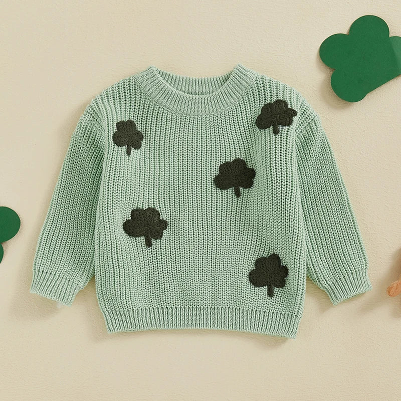 Toddler Clover Embroidery Adorable Pullover Tops childrensterritory