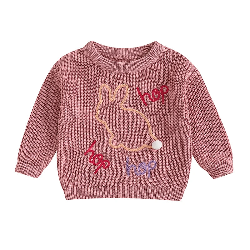 Infant Unisex Crewneck Bunny Applique Soft Knitwear childrensterritory